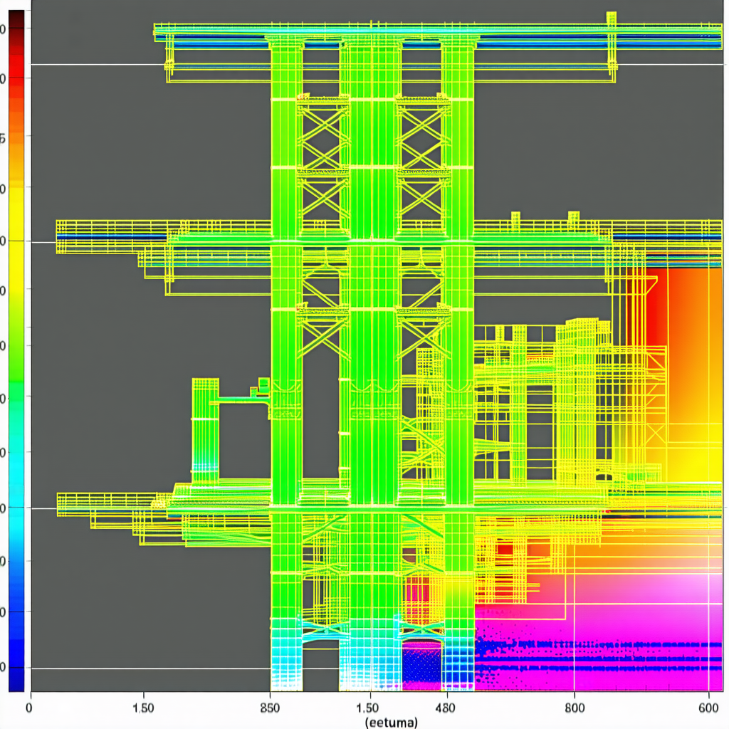 The Image Is A 3d Model Of A Large Structure, Possibly A Building Or A Bridge