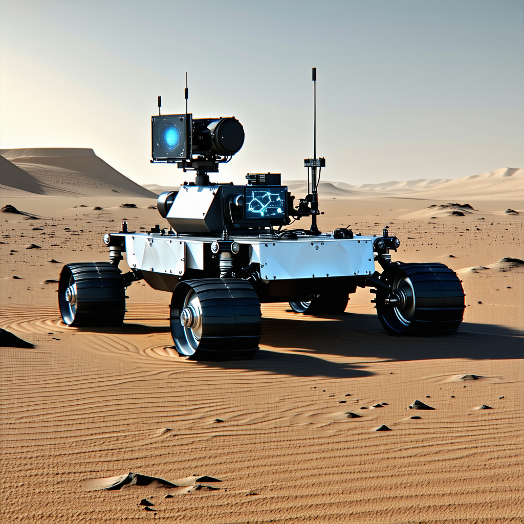A Robotic Vehicle With A Large Camera On Its Front