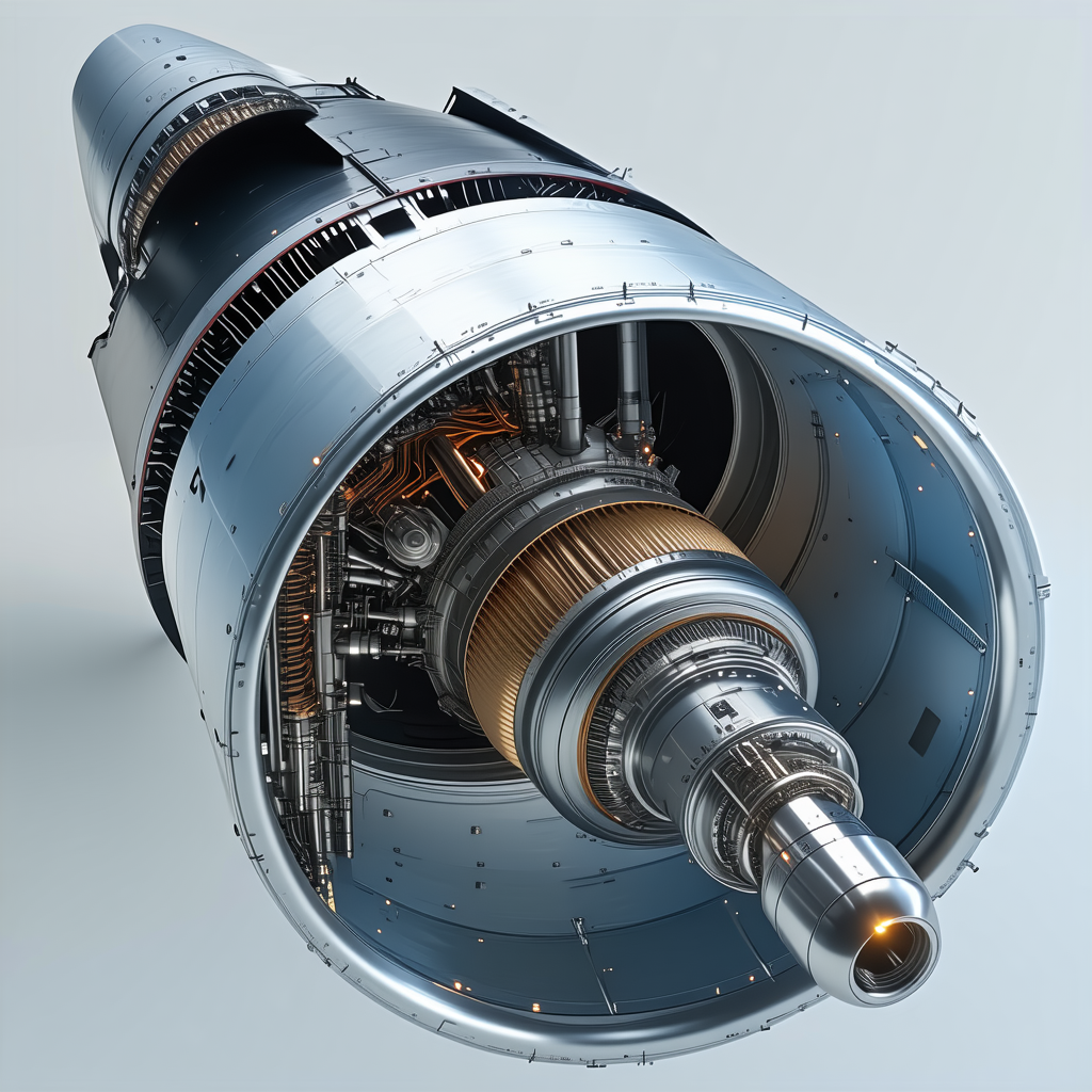 A Large, Open Engine With A Blue And Silver Color Scheme