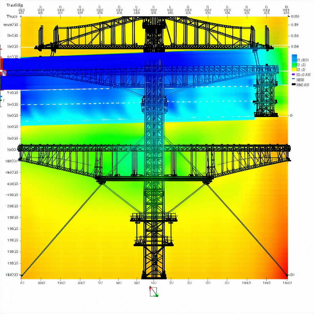 A Large Crane Is Shown In A 3d Model, With A Yellow And Blue Color Scheme