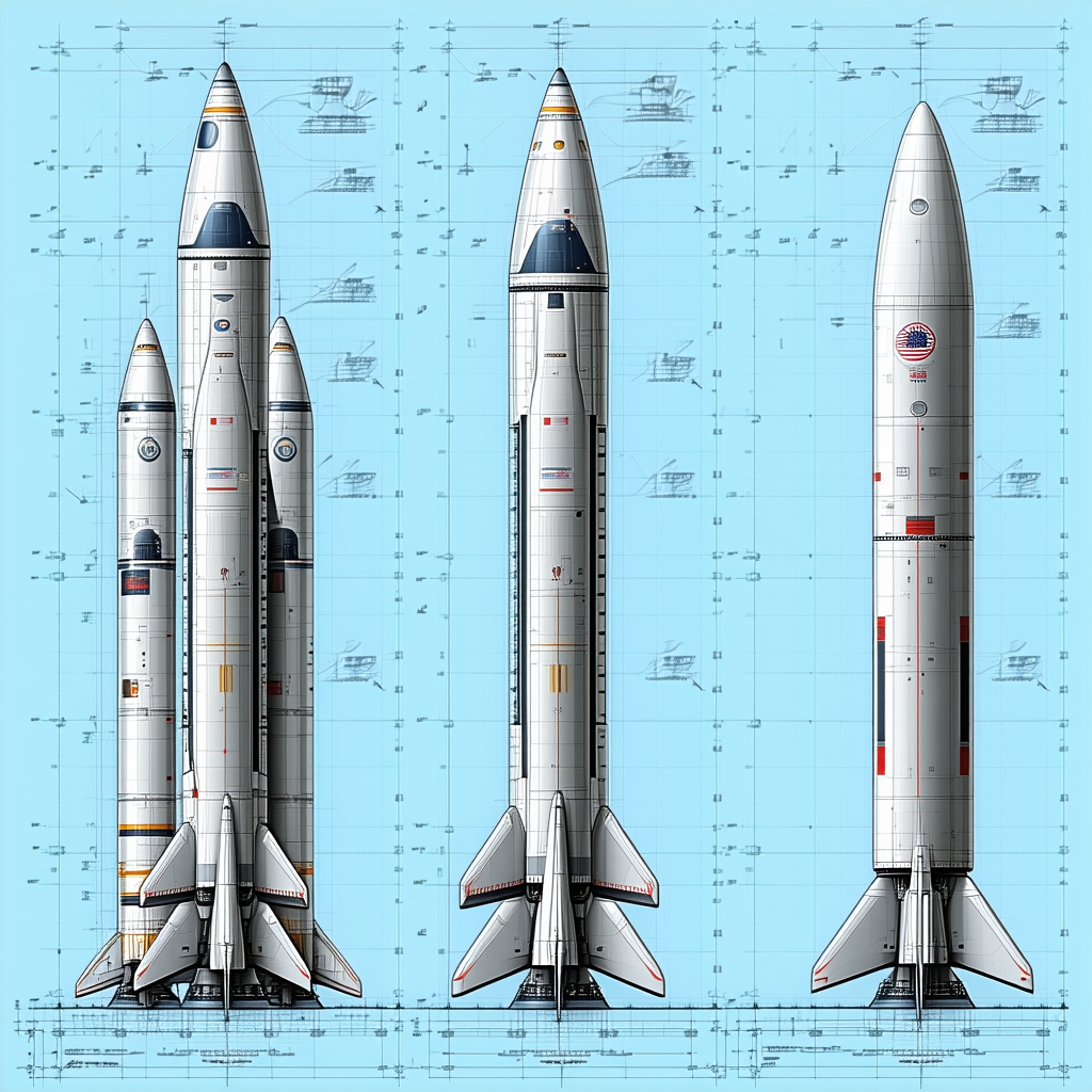 Three Different Types Of Rockets, Each With A Unique Design