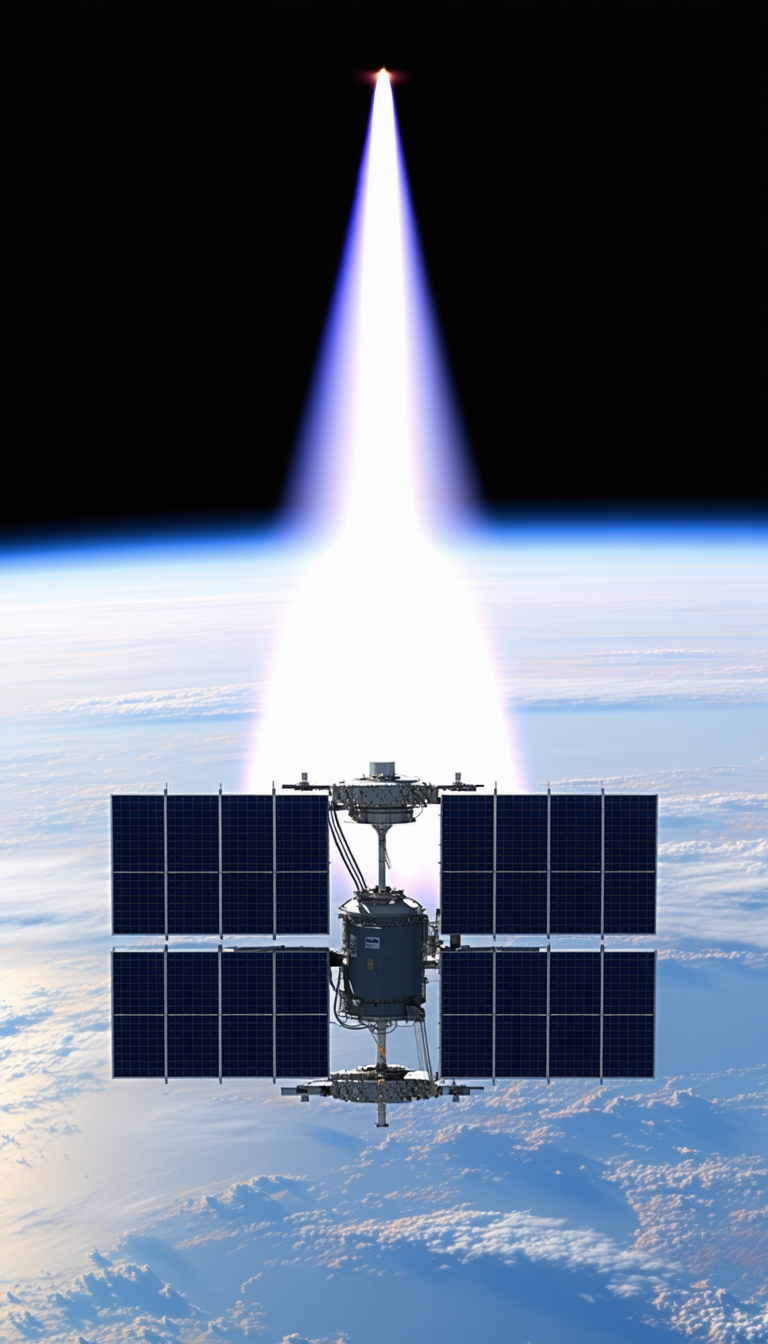 A Space Station With A Large Solar Panel On Its Side