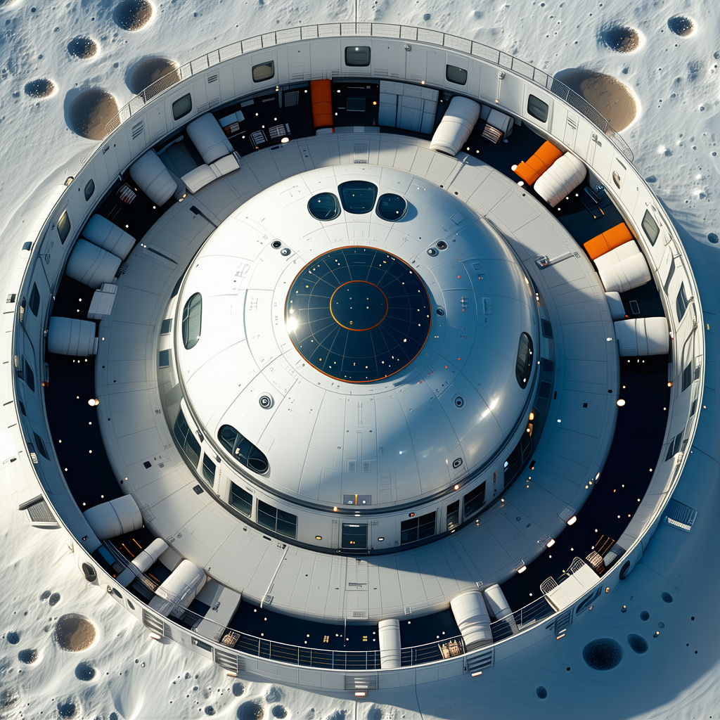 A Large, White, Circular Building With A Dome-shaped Roof