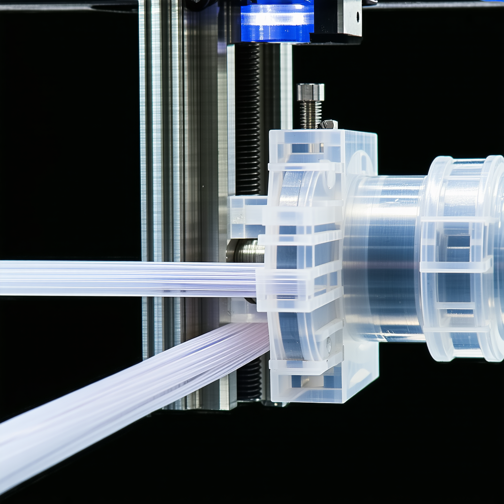 A Clear Plastic Tube Is Being Processed By A Machine