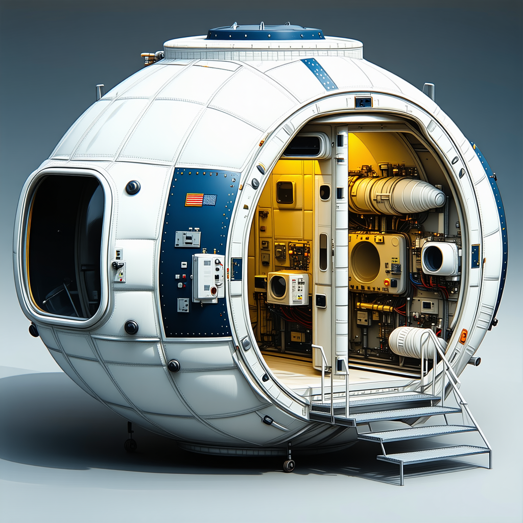 A Large White Sphere, Which Appears To Be A Spacecraft Or A Large Container