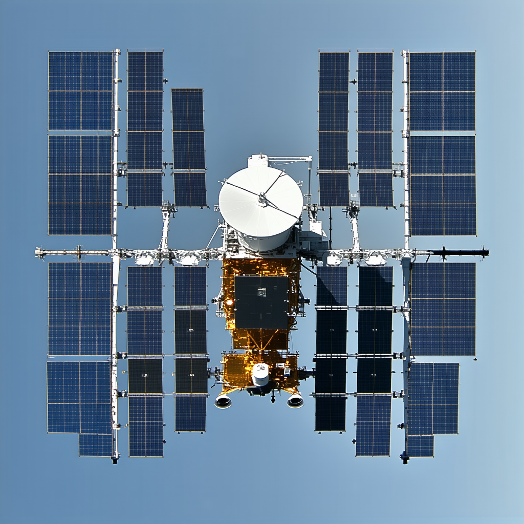 A Space Station With A Large Satellite Dish On Top Of It