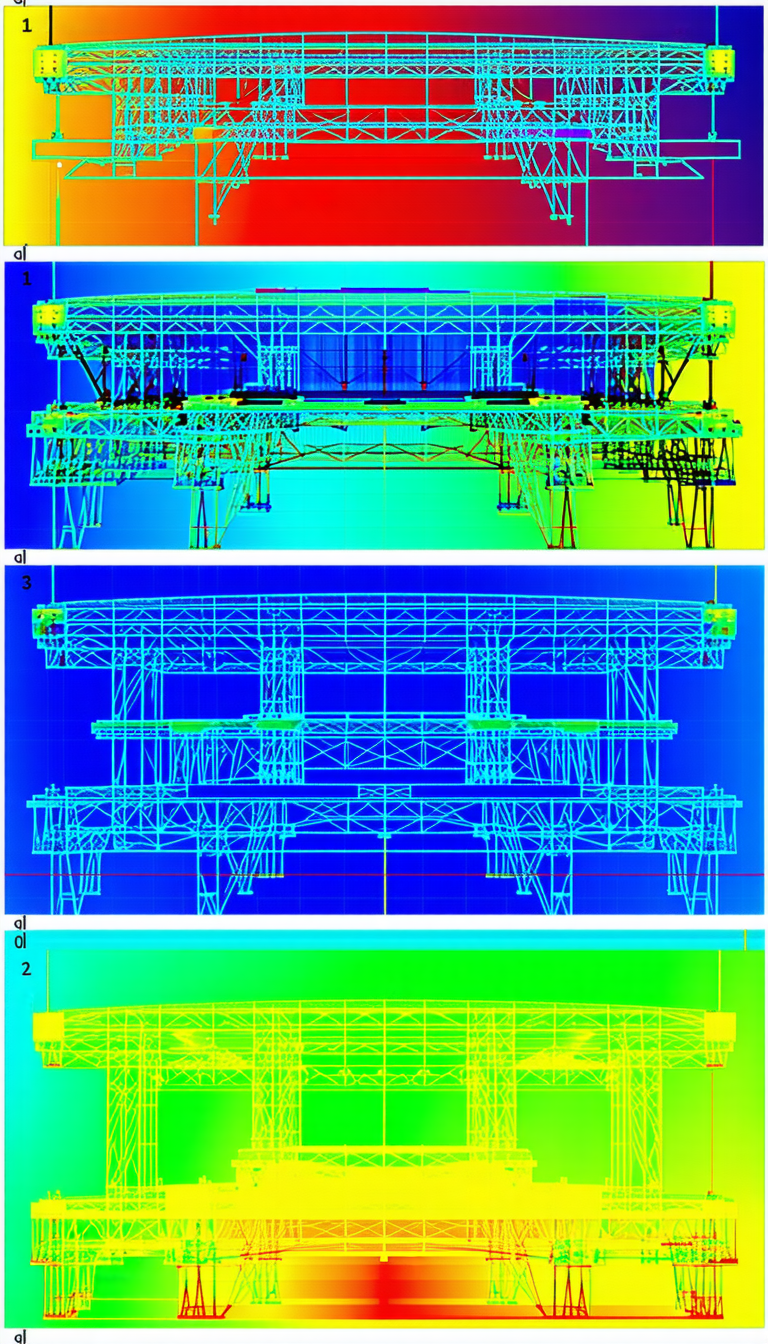 The Image Is A Series Of Three Pictures, Each Showing A Different Perspective Of A Large Structure