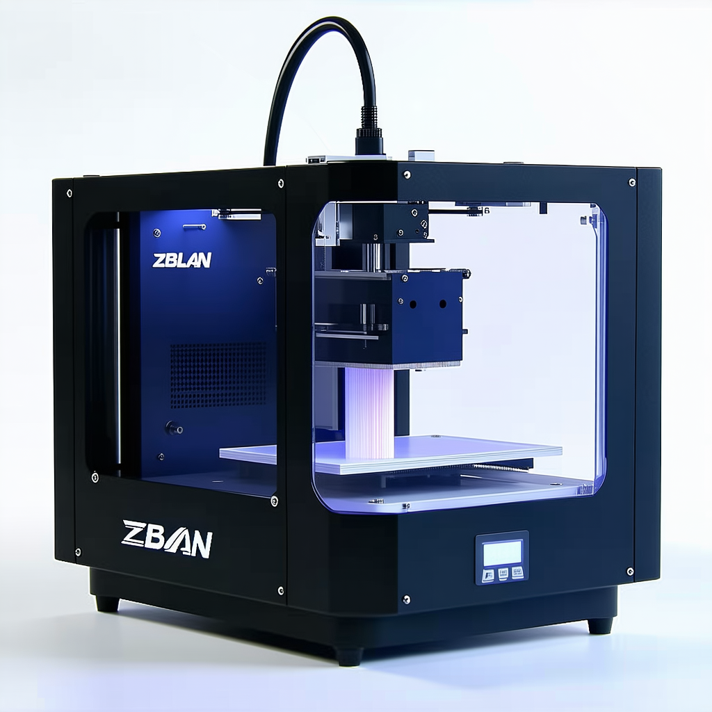 A Black And Blue 3d Printer Is Sitting On A White Table