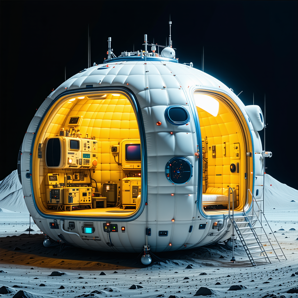 A Large White Spacecraft With A Dome-shaped Structure, Resembling A Space Station