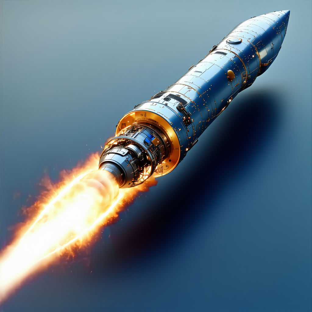 A Rocket Is Shown In A Close-up View, With Its Engine And Exhaust Visible