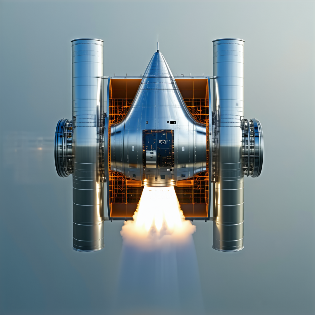 A Rocket Is Shown In A Close-up Shot, With Its Engine And Exhaust Visible