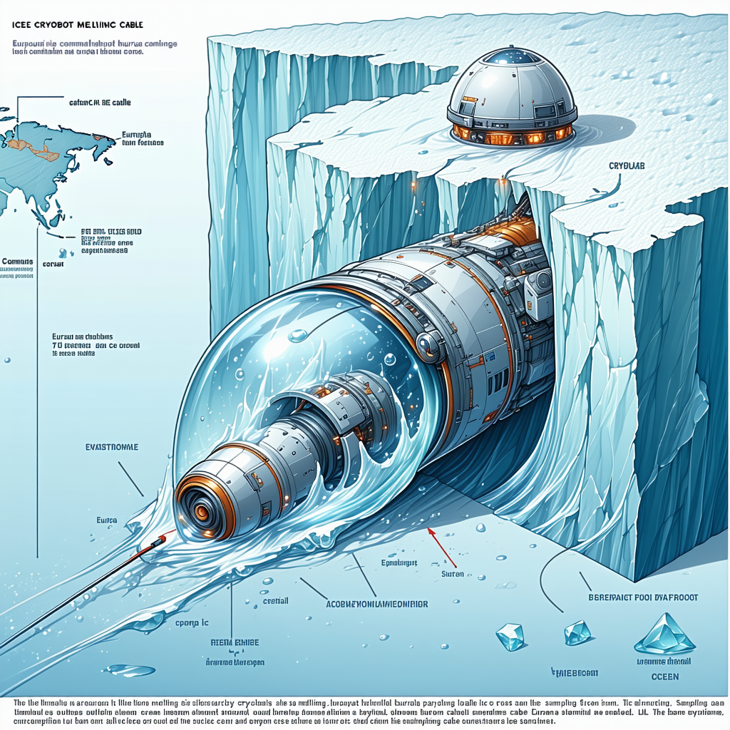 A Large Iceberg Is Shown In The Image, With A Submarine Traveling Through The Ice