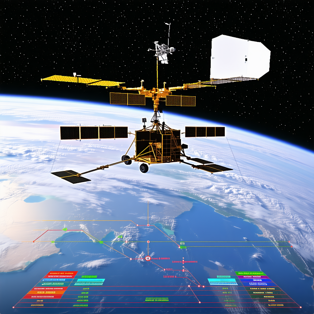 A Space Shuttle With A Large Satellite Dish On Top Of It