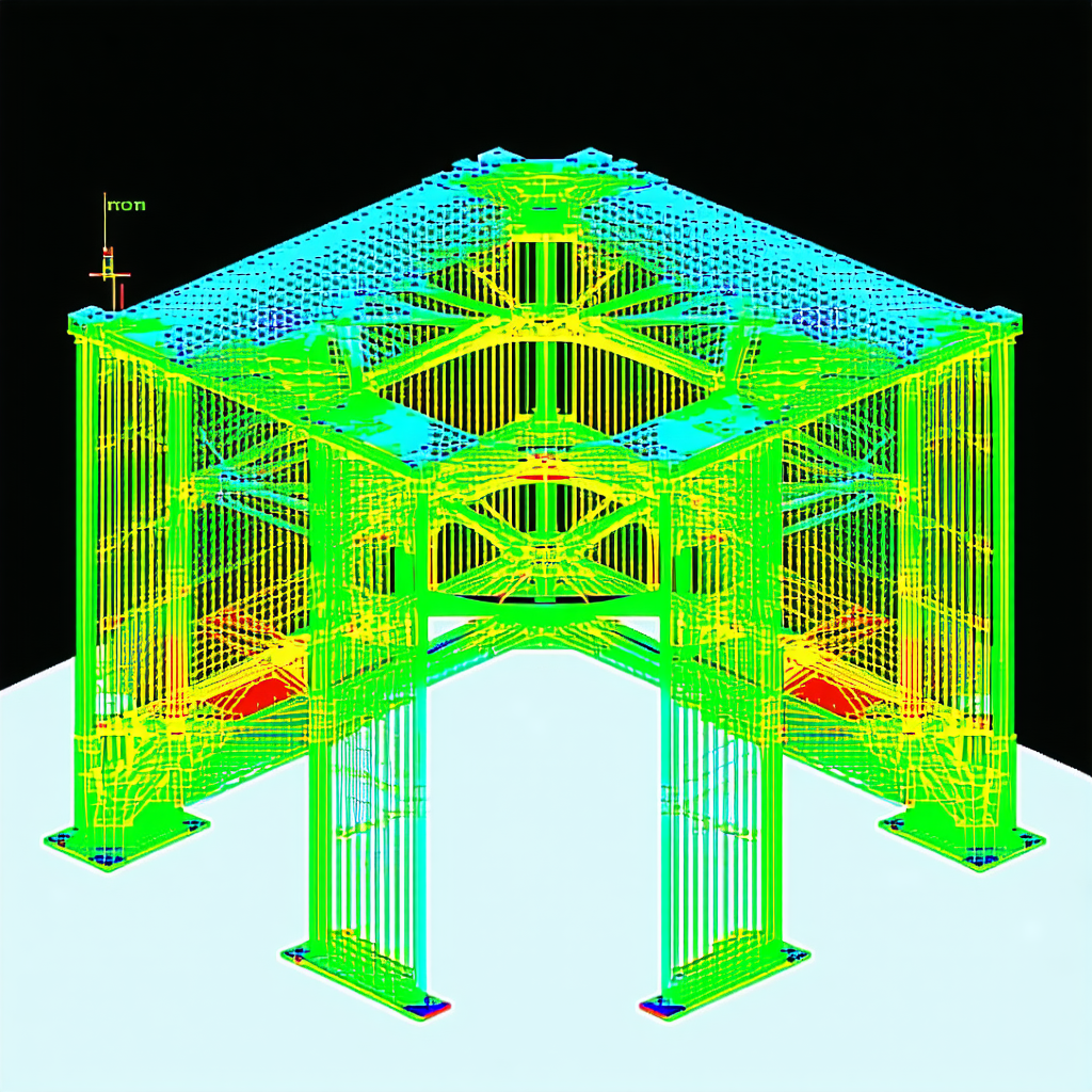 The Image Is A 3d Model Of A Large, Open Structure With A Metal Frame