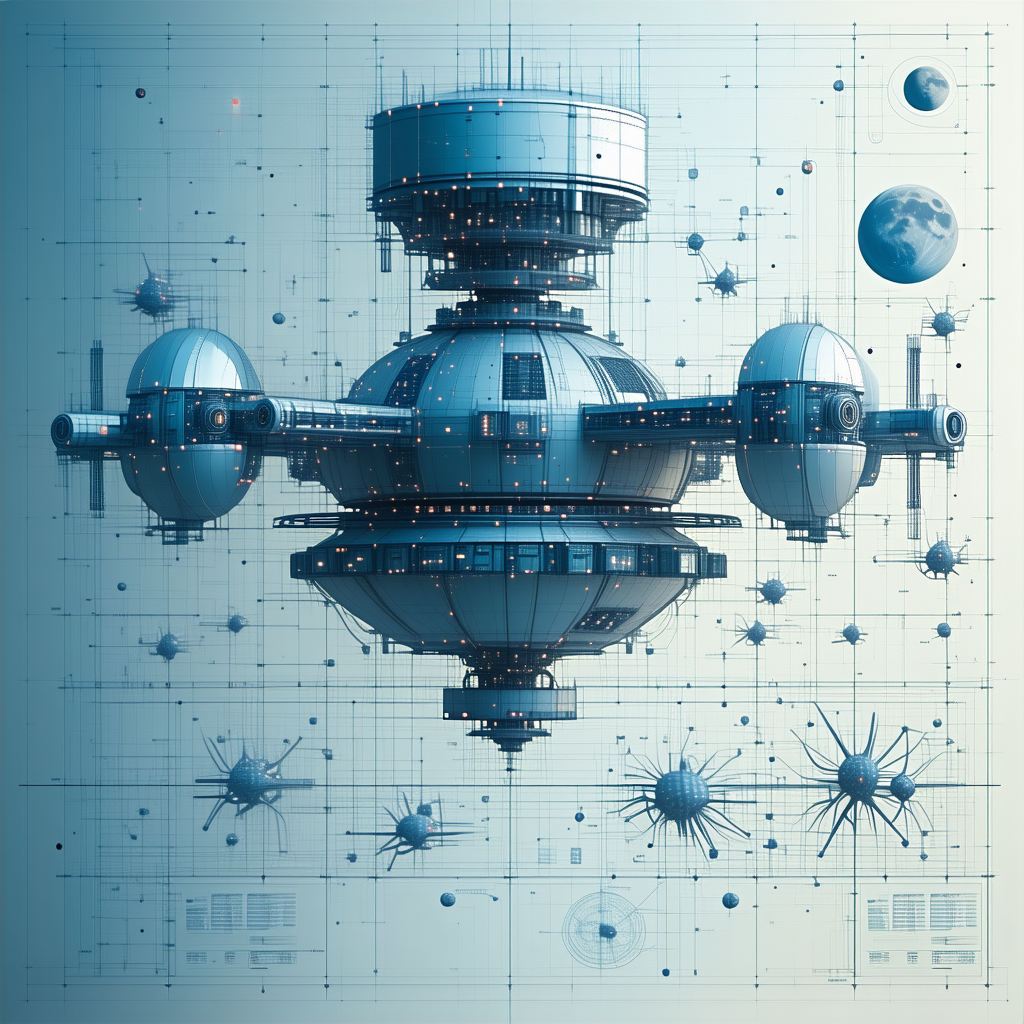 futuristic drawing space station
