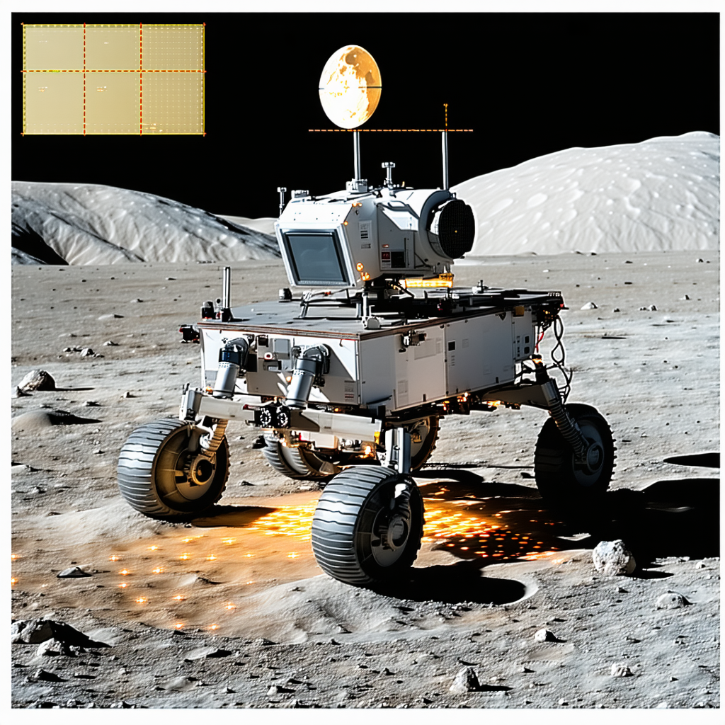 A White Robotic Vehicle On A Rocky Surface, Possibly A Moon Or A Planet