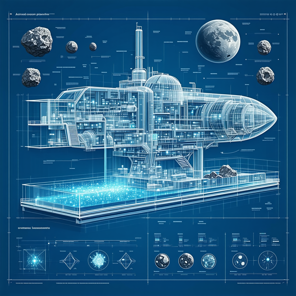 futuristic spacecraft shown blue drawing