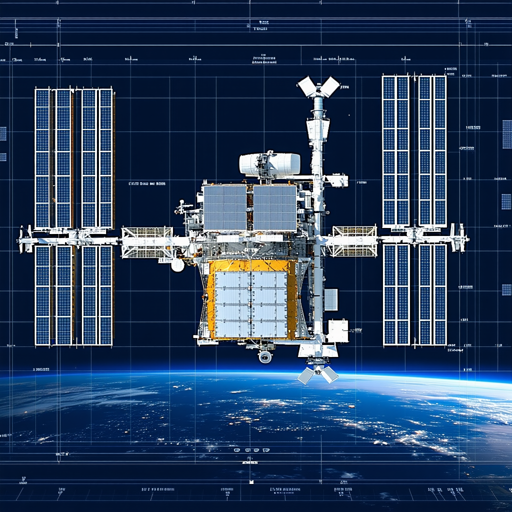 A Space Shuttle Is Shown In A Blue And White Image, With A Large Window On The Side
