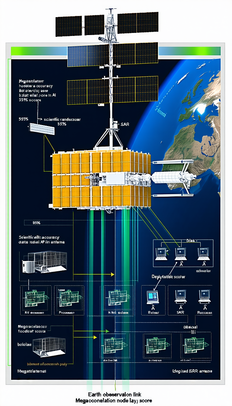 The Image Is A Poster That Features A Space Station With A Large Satellite Dish