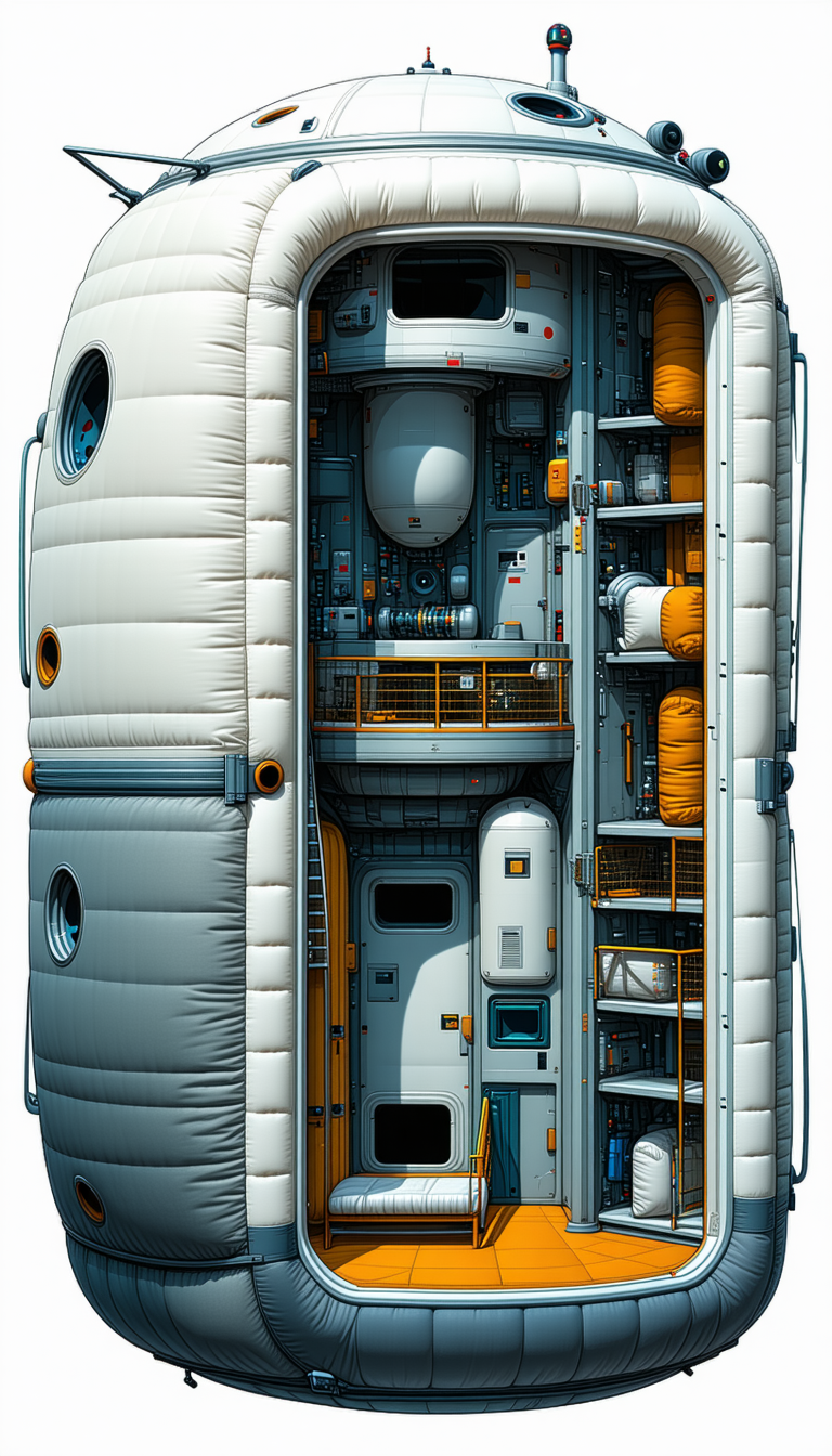 In The Image, There Is A Large White Spacecraft With A Hollowed-out Interior