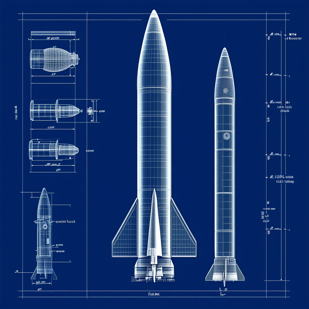 A Blueprint Of A Rocket Is Displayed, Showing The Different Parts Of The Rocket
