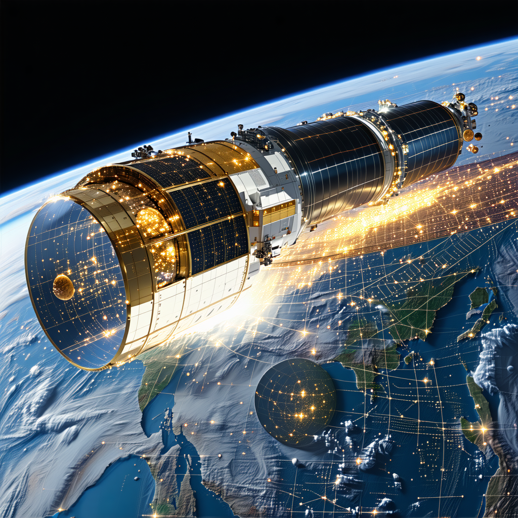 A Spacecraft, Possibly A Satellite Or A Space Shuttle, Flying Through The Earth's Atmosphere
