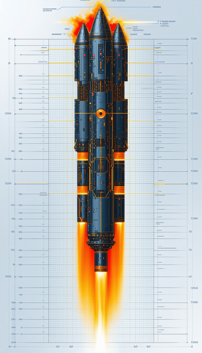 A Blue And Orange Rocket Ship Is Shown In A Drawing