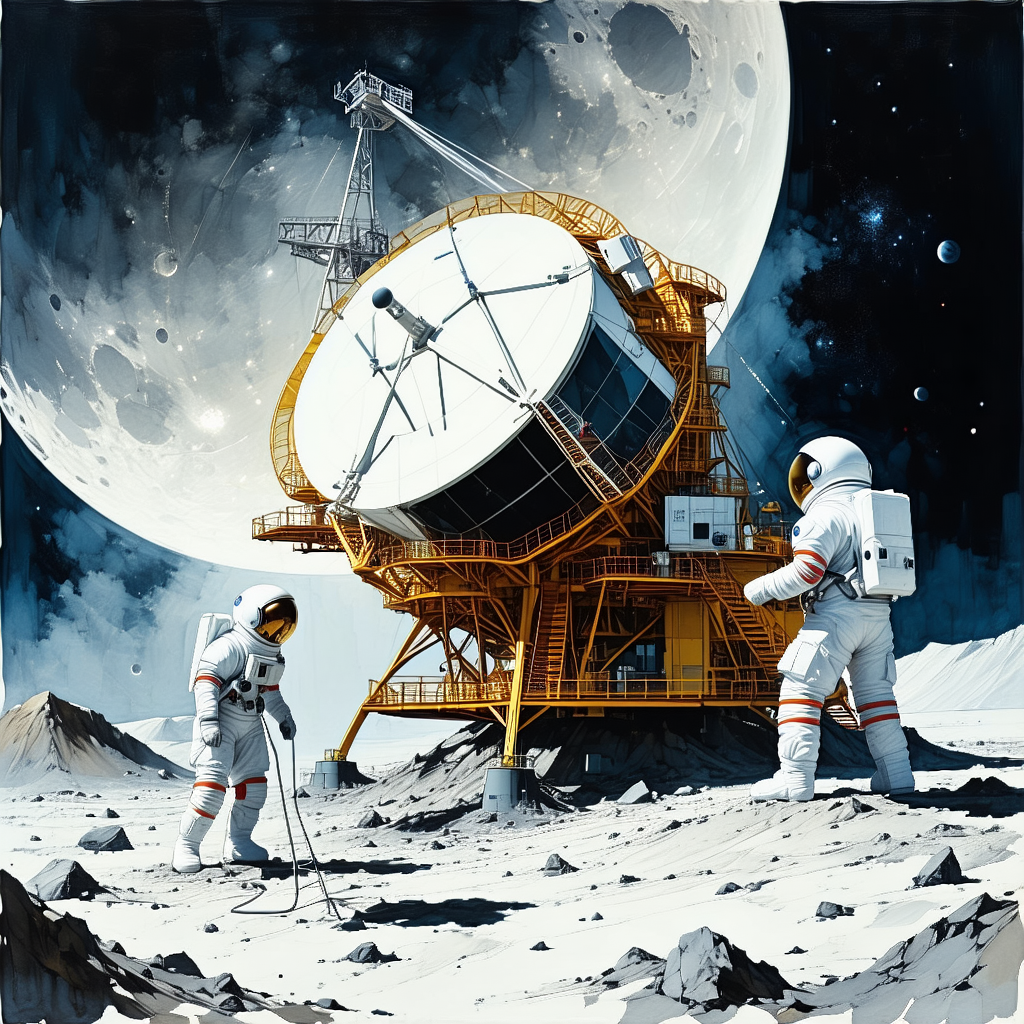 In The Image, There Are Two Astronauts Standing On The Moon, Each Holding A Ski Pole