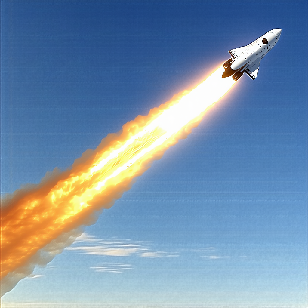 A Rocket Is Seen In The Sky, With A Trail Of Smoke Behind It