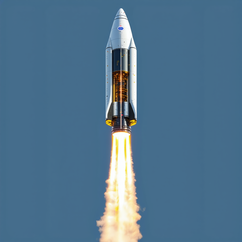 A Rocket Launching Into The Sky, With A Trail Of Smoke Following It