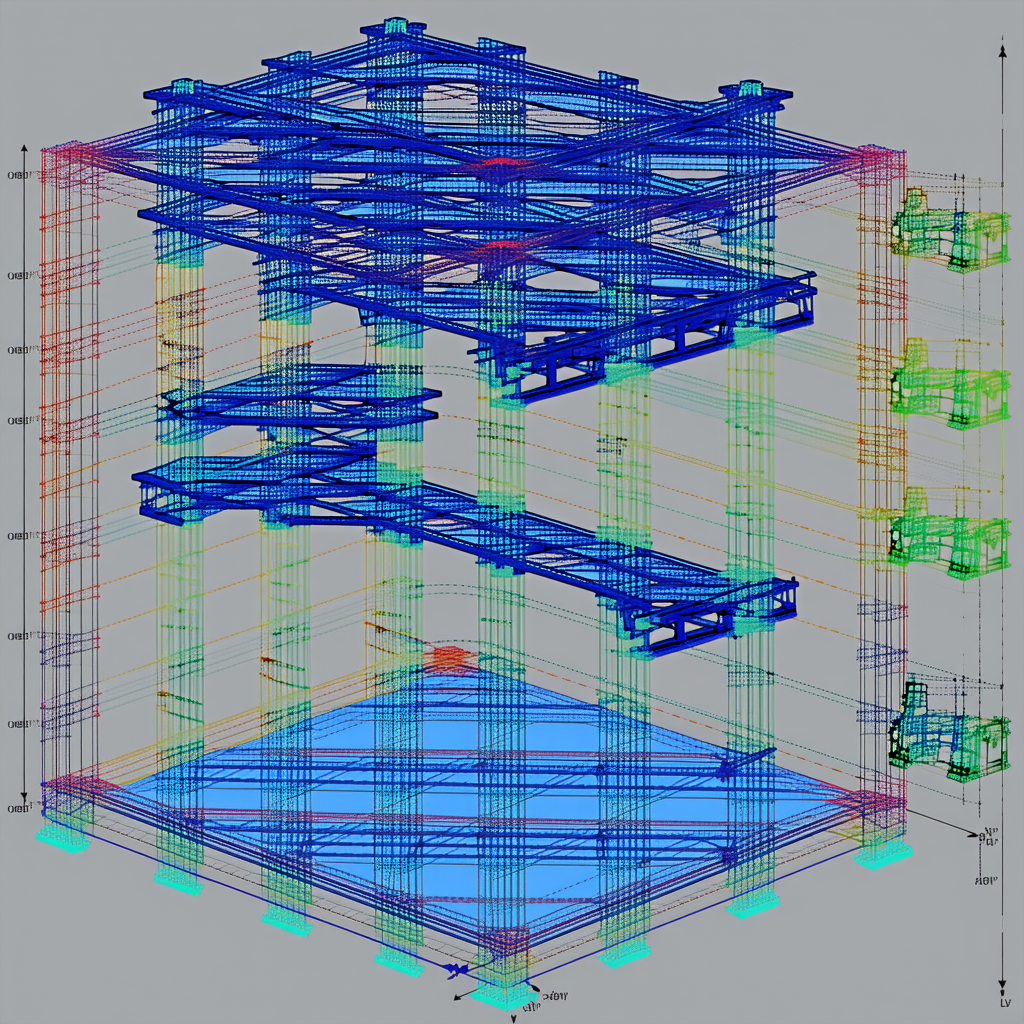 A Blue And Yellow Building Is Shown In A 3d Model