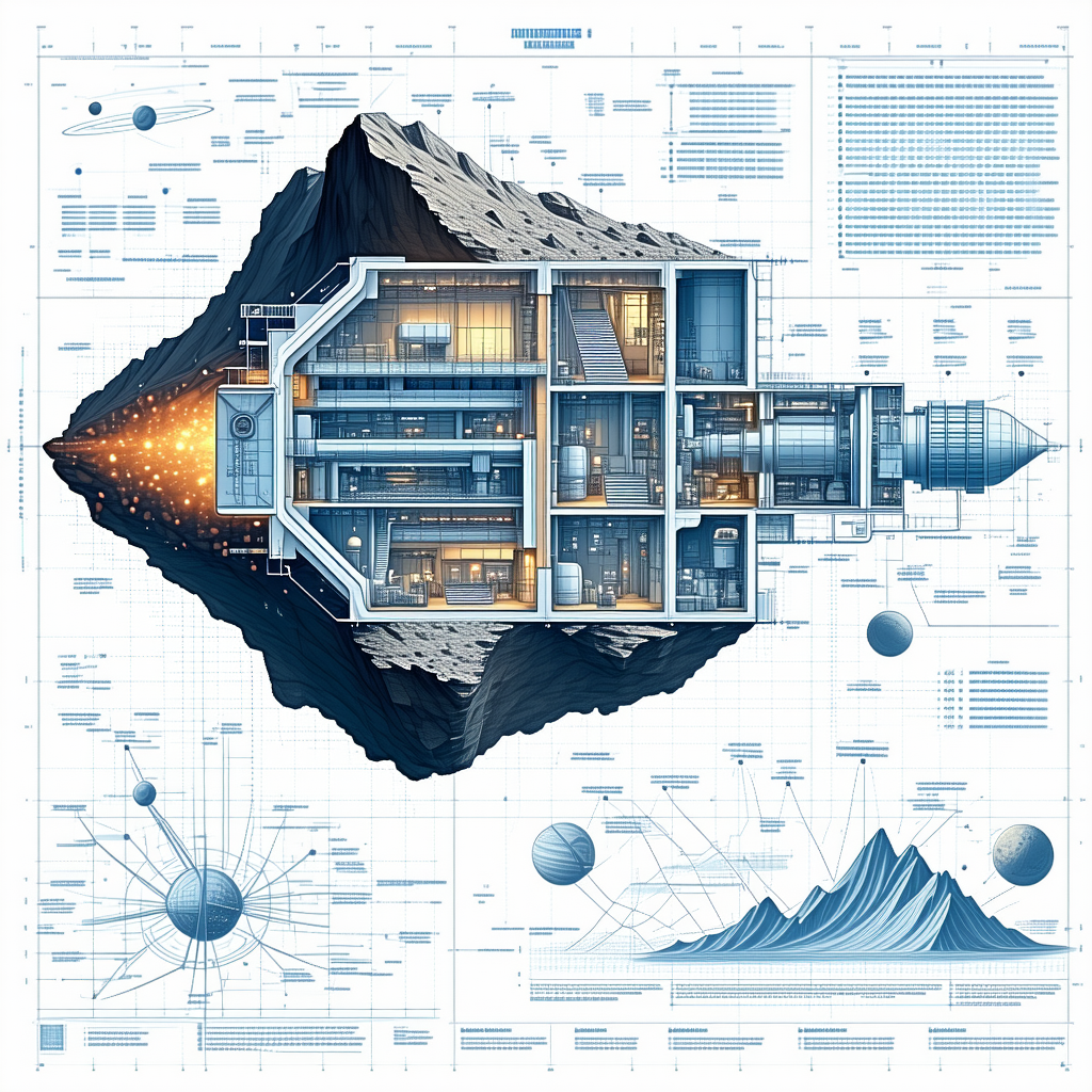 The Image Is A Blueprint Of A Space Station, Showcasing Its Various Components