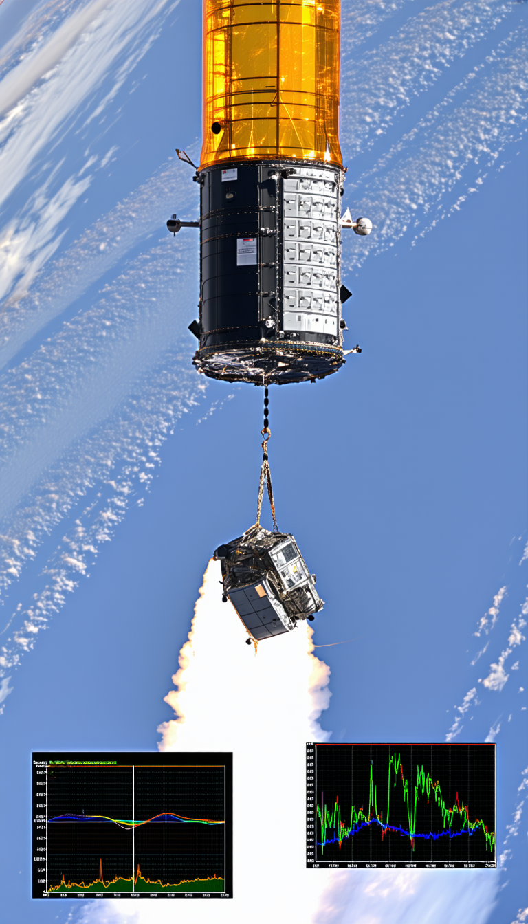 A Space Shuttle Is Being Towed By A Large Rope