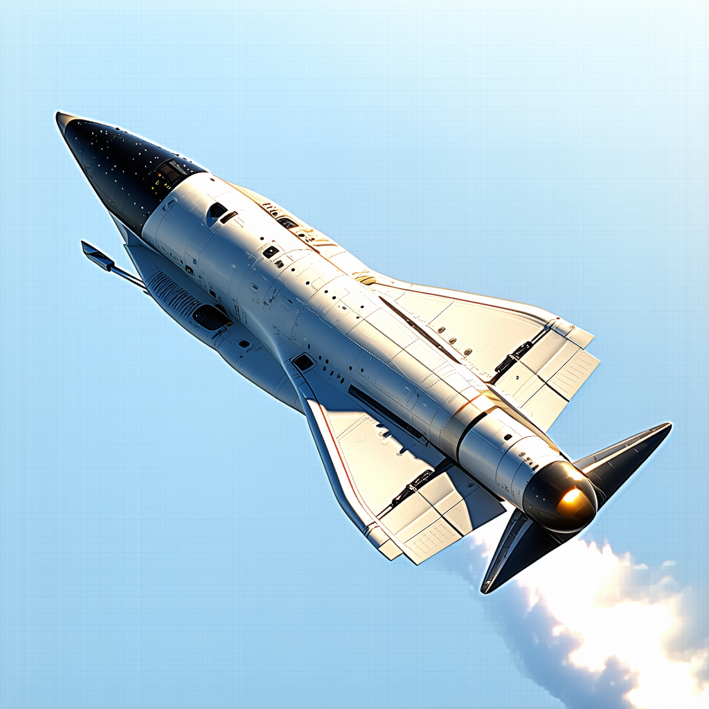 A White Rocket Is Flying Through The Sky, Leaving A Trail Of Smoke Behind It