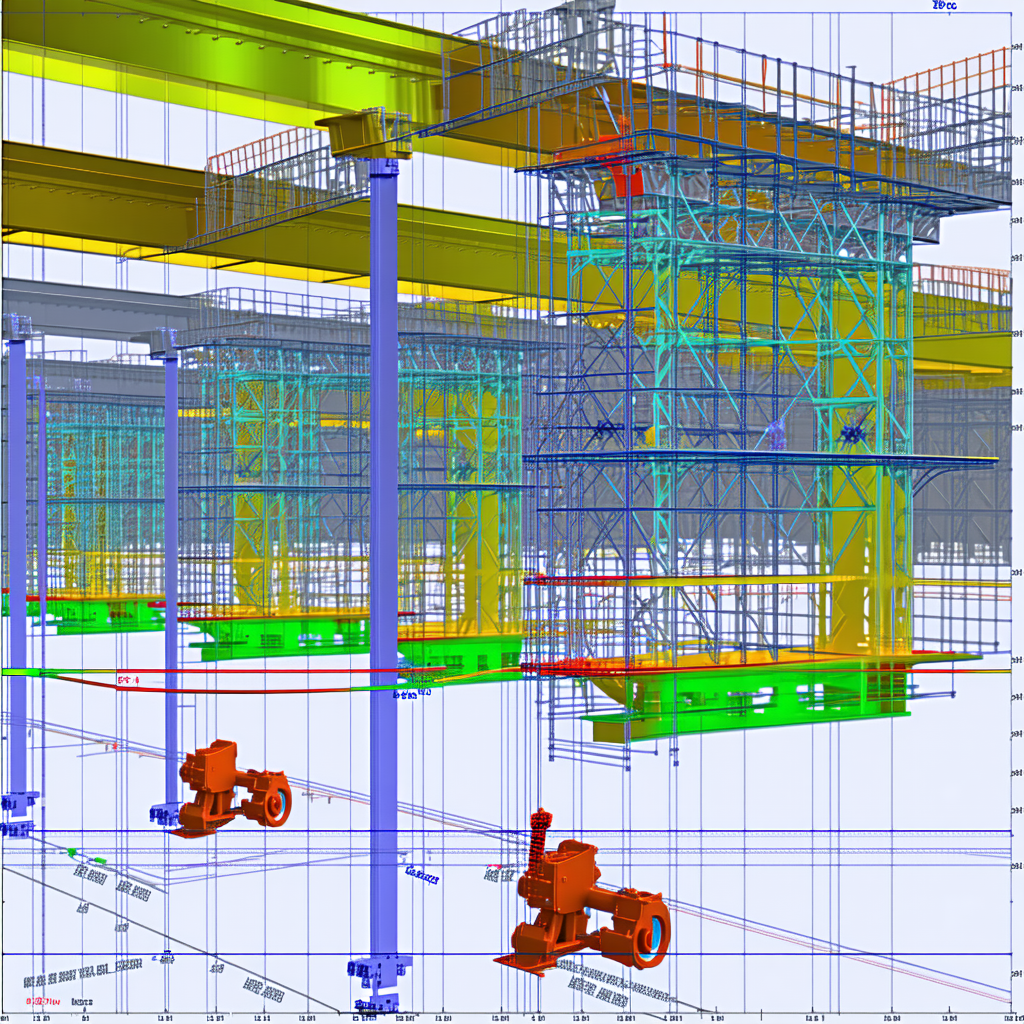 The Image Is A 3d Model Of A Large Structure, Possibly A Bridge Or A Building
