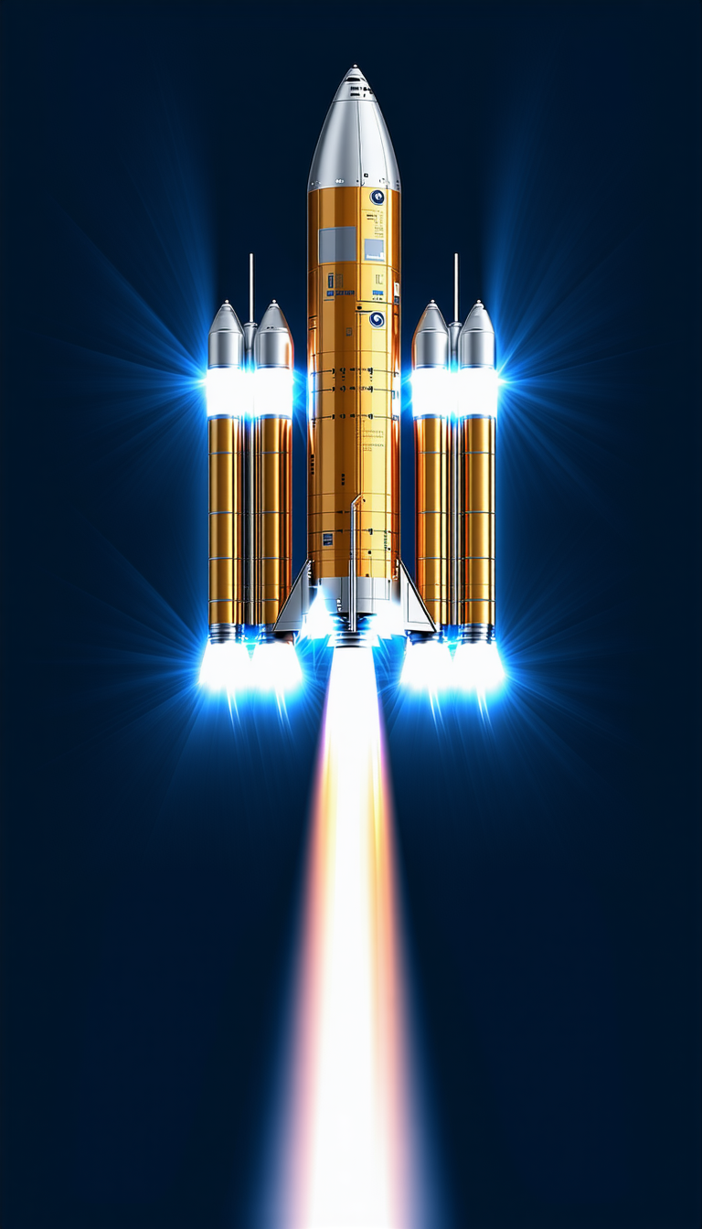 A Rocket Ship With Three Rockets Attached To Its Side