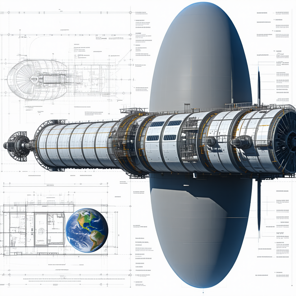 large spacecraft shown series diagrams