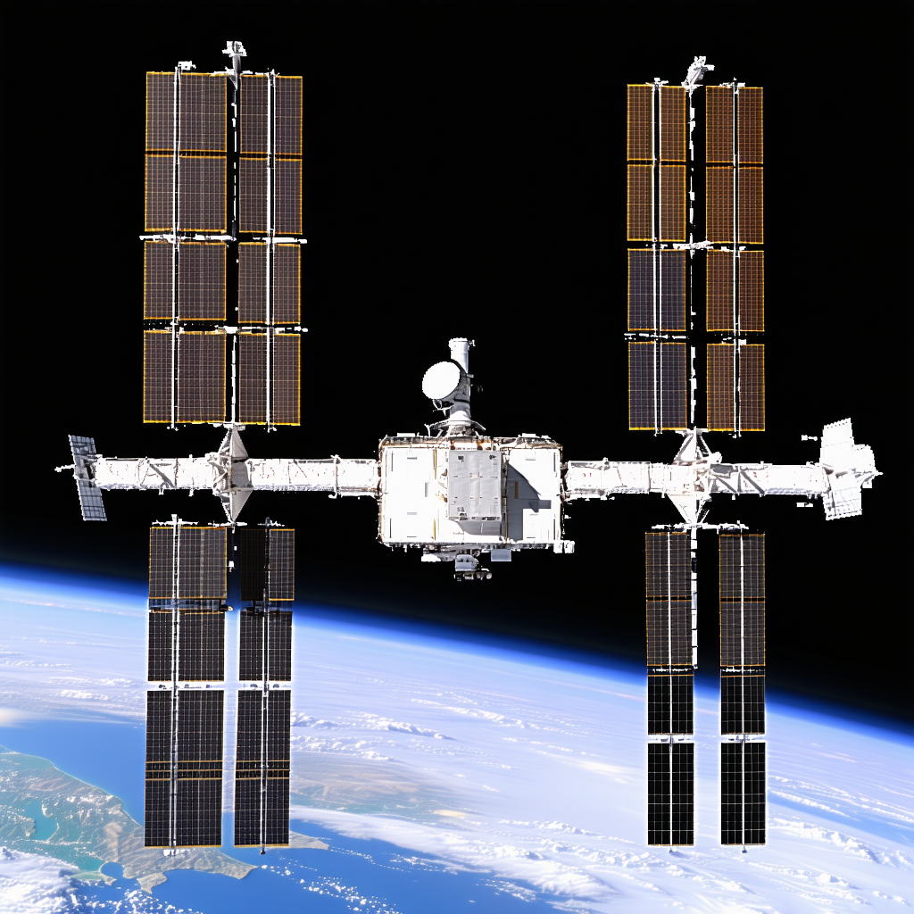 A Large Spacecraft With A Satellite Dish On Its Side