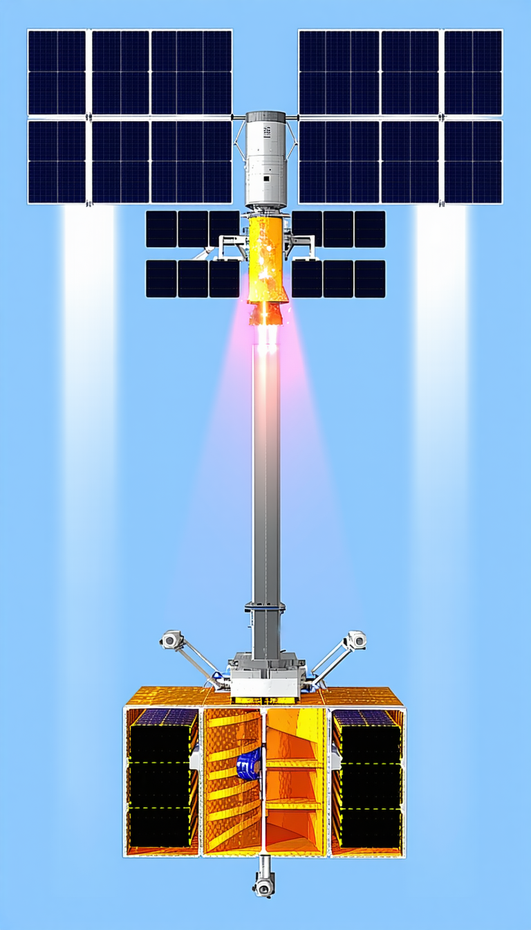 A Large Satellite Dish Is Mounted On A Tall Tower
