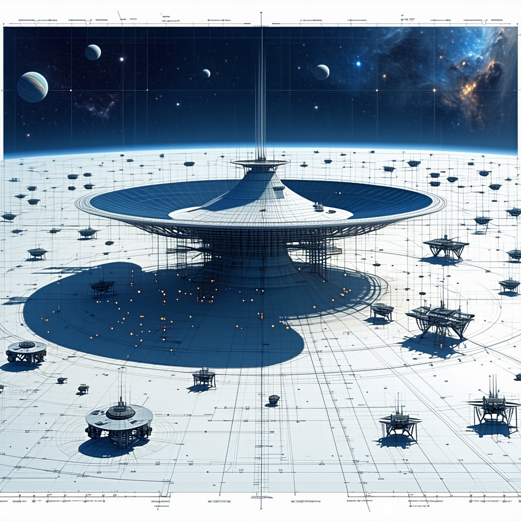 In The Image, There Is A Large, Circular Space Station With A Dome-shaped Structure At Its Center