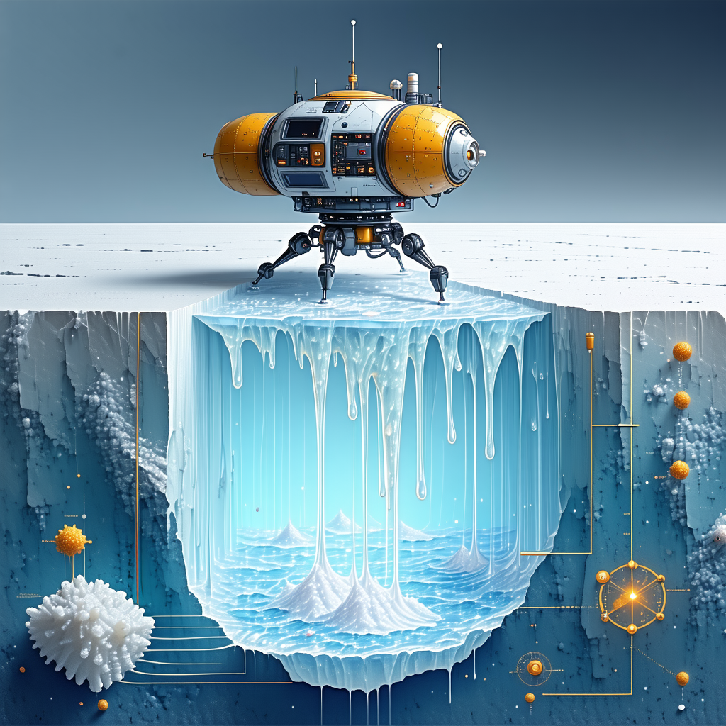 A Futuristic Robotic Spacecraft Floating In A Blue