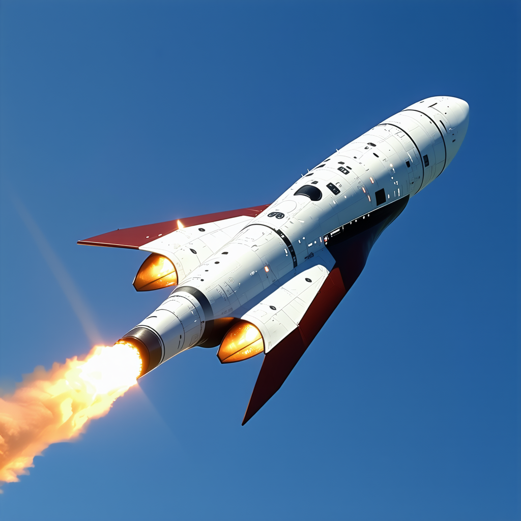 A Rocket Is Flying Through The Sky, Leaving A Trail Of Smoke Behind It