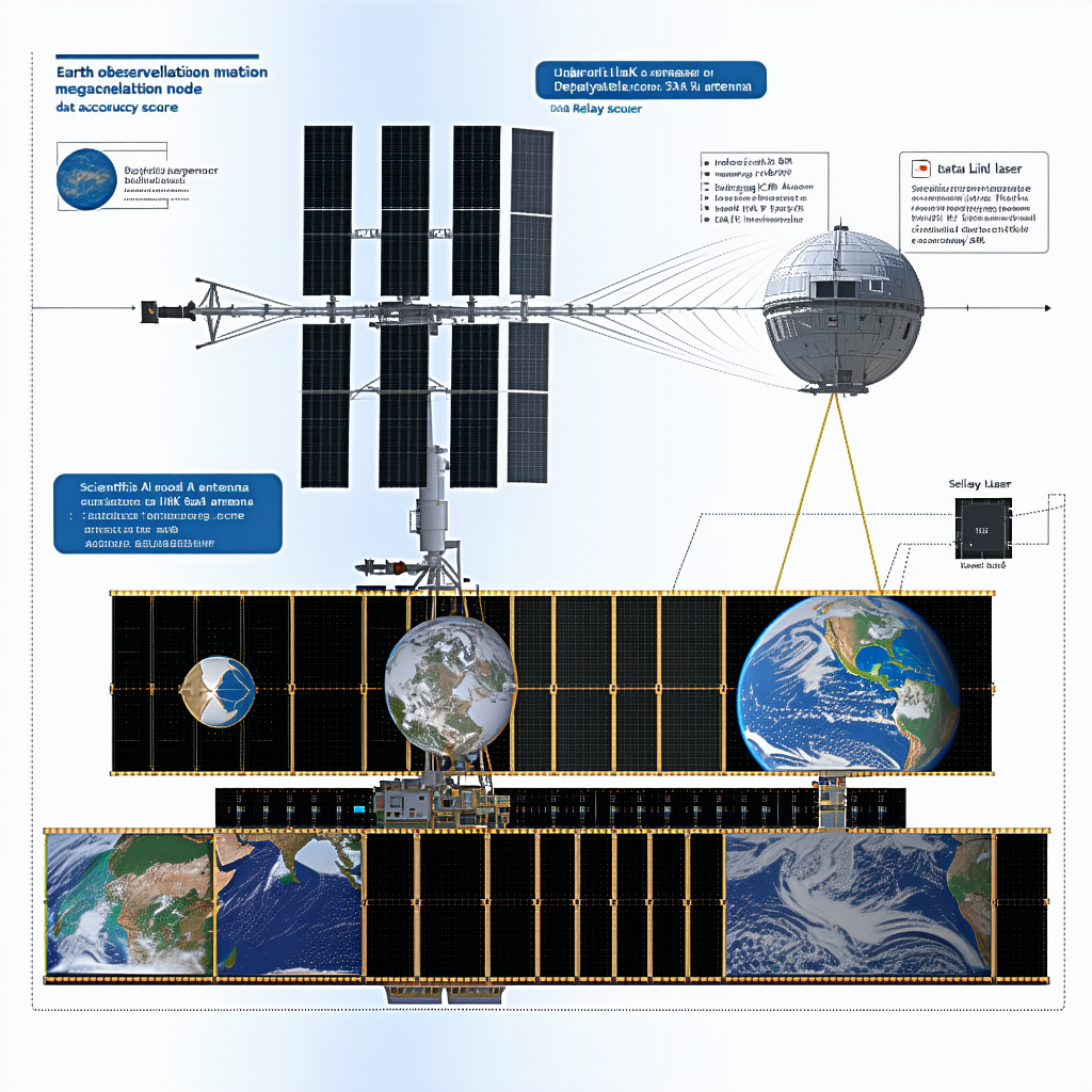 A Large Satellite Is Shown In A Diagram, With A Large Globe In The Center
