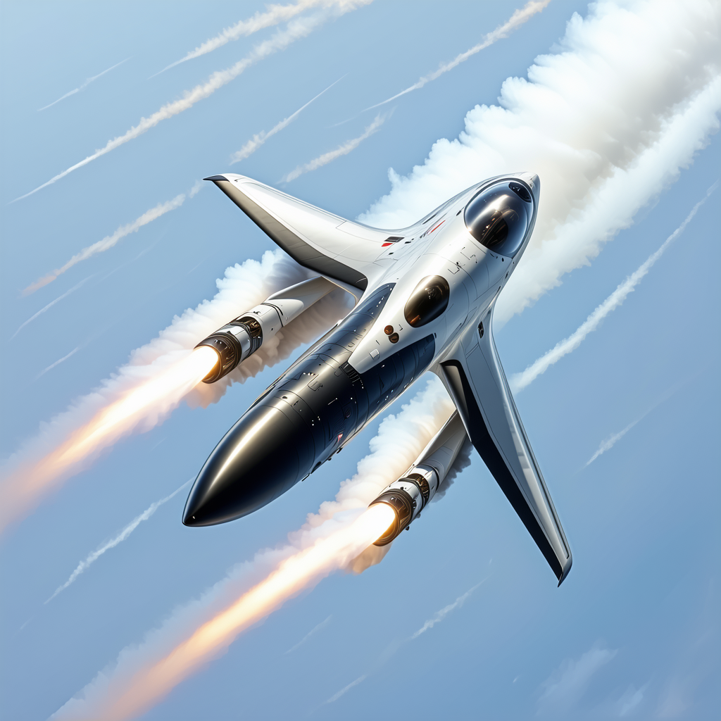 A Jet Is Flying Through The Sky, Leaving A Trail Of Smoke Behind It