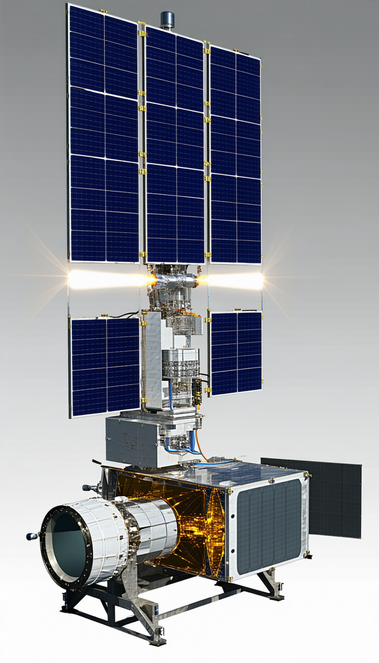 A Spacecraft With A Solar Panel On Its Side