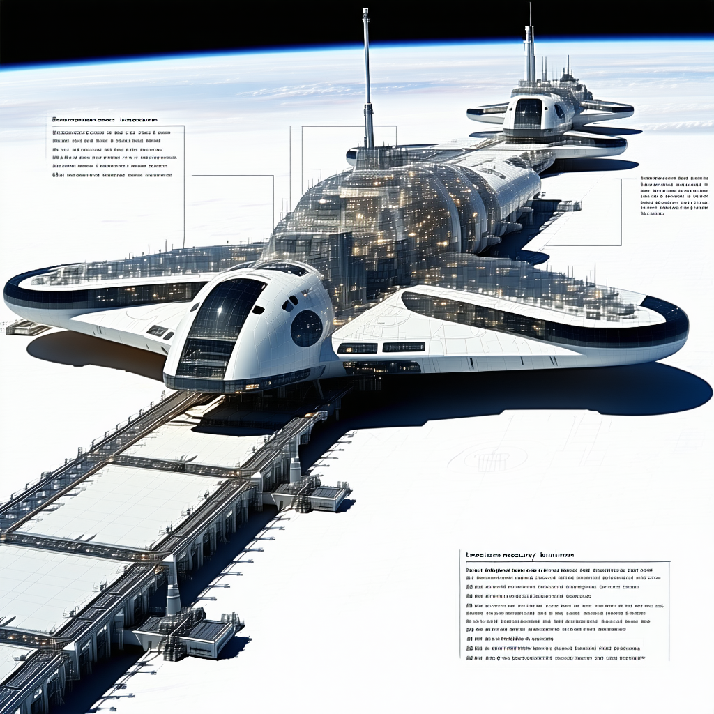 A Large Spacecraft Is Shown In A Diagram, With A Description Of Its Various Parts