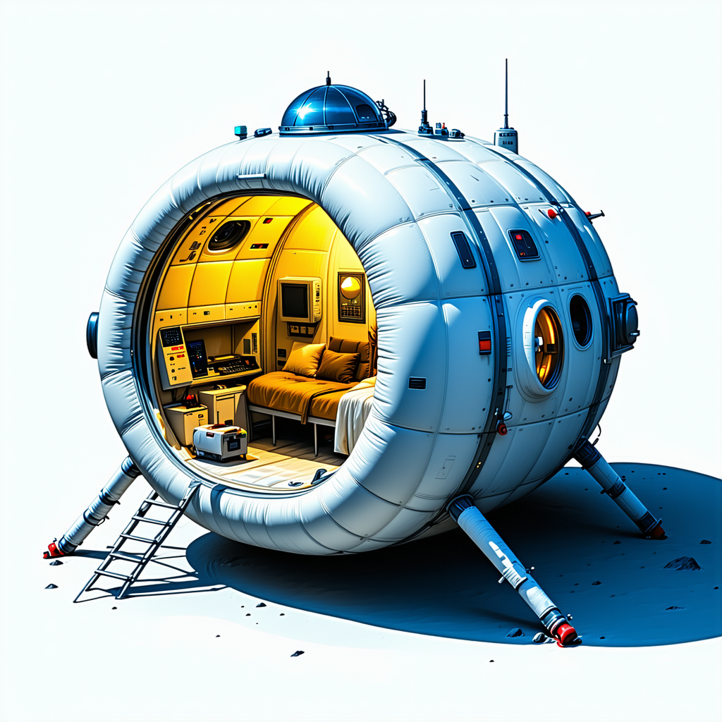 A Futuristic Spacecraft Is Shown In A White And Blue Color Scheme