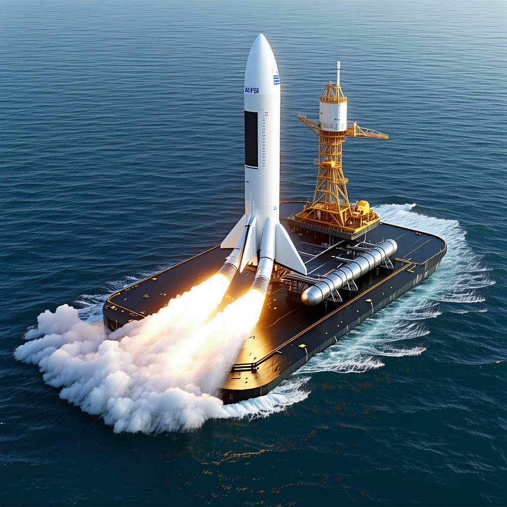 A Large Rocket Ship Is Being Towed By A Boat