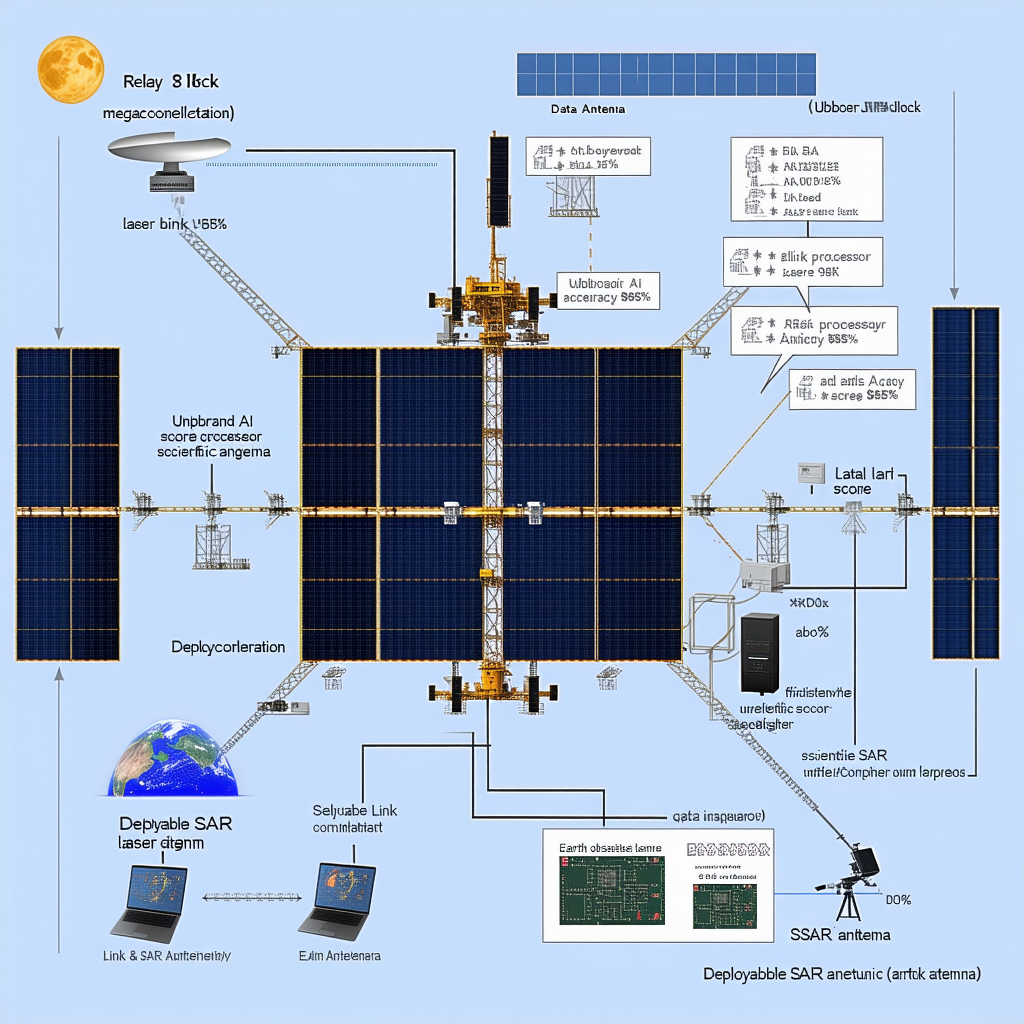 The Image Is A Diagram Showing The Different Components Of A Satellite