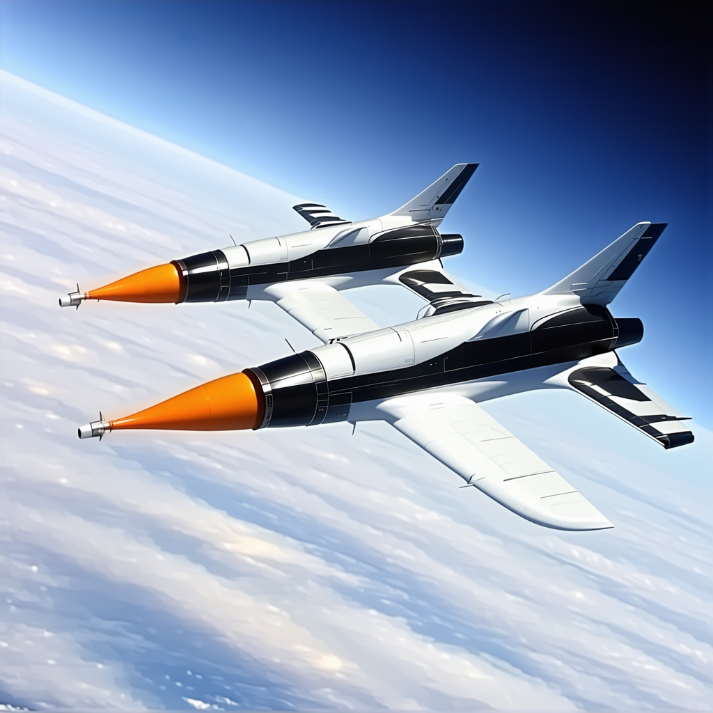 A Pair Of Fighter Jets Are Flying In Formation Through The Sky